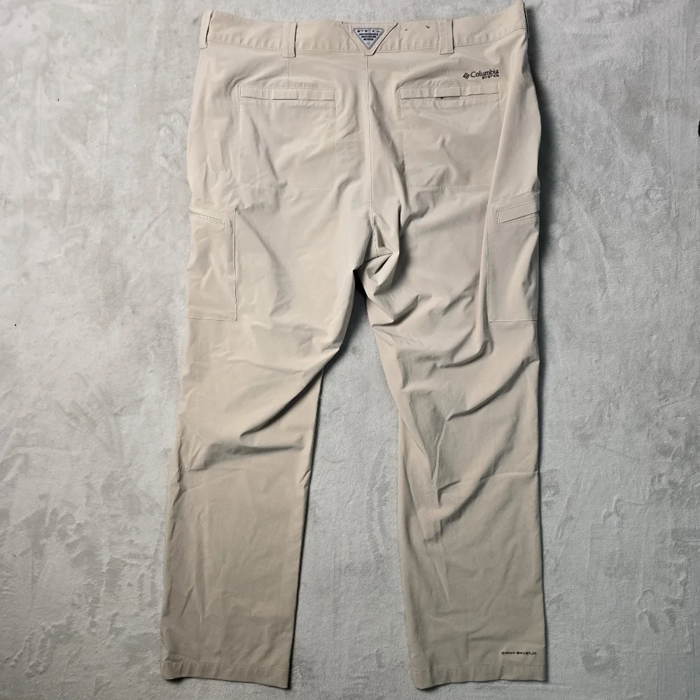 Columbia PFG Omni-Shield Pants Men Biege 40x32 Hiking Fishing